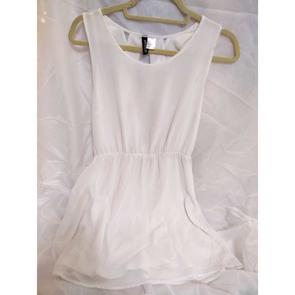 White flowy mini dress
